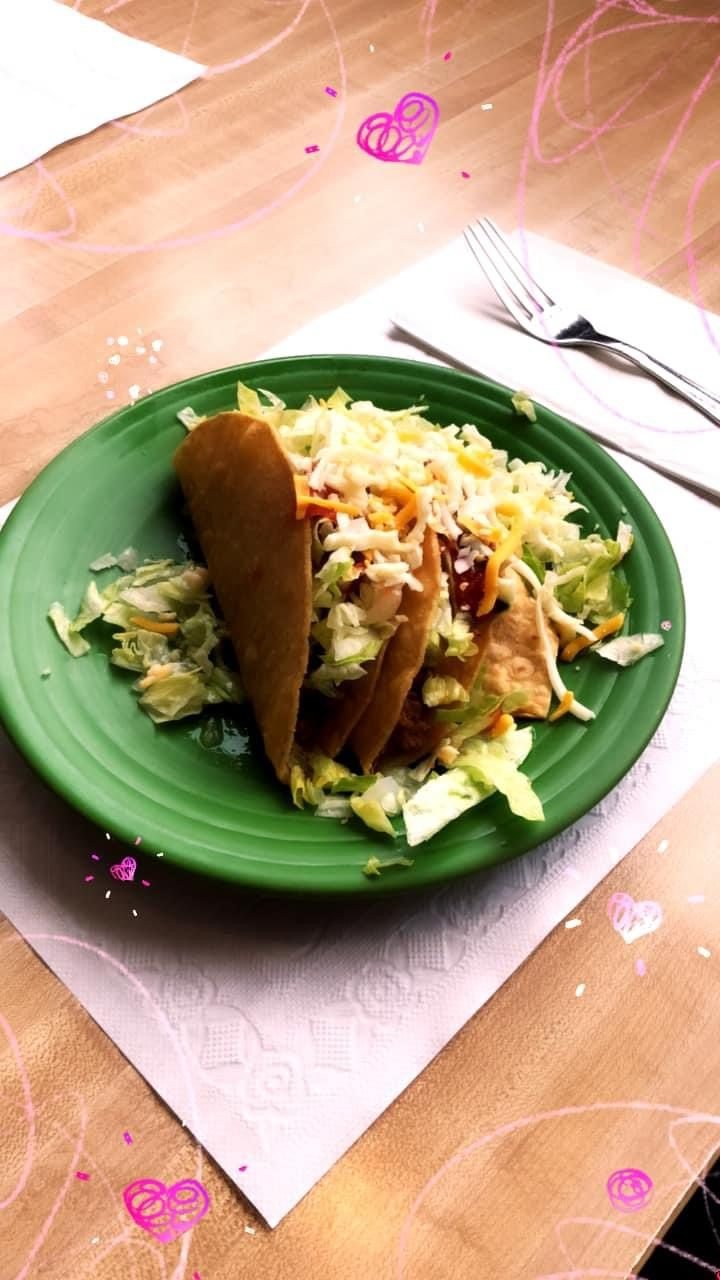 Crispy taco served on a bed of lettuce